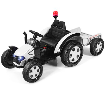 Costway Tractor Juguete con Remolque para Niños 3-8 Años blanco