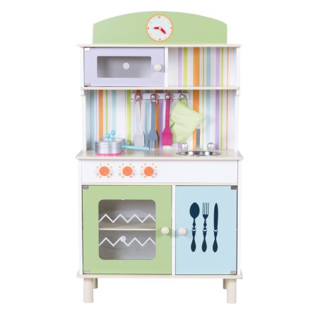 Cocina Juego para niños Madera Cocina Juguete Infantil con Accesorio 60 x 30 x 107 cm Verde