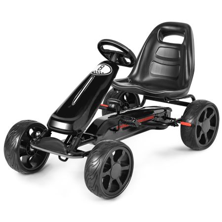 Costway Go Kart de Pedales Montable para Niños Negro