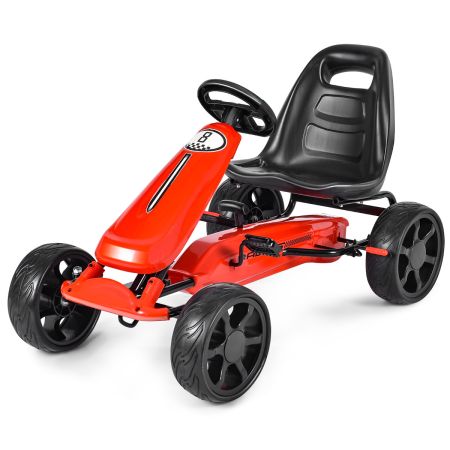 Costway Go Kart de Pedales Montable para Niños Rojo