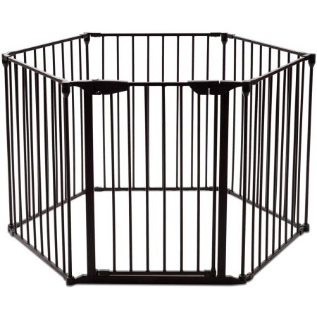 3,8 m Seguridad para Chimenea Metal Plegable Perro Seguridad Puerta Escalera Protección Negro