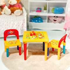 Conjunto de mesa con 2 sillas para niños Conjunto de muebles infantiles multicolores