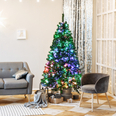 Costway 180 cm Árbol de Navidad de Fibra Artificial Abeto con Soporte de Metal Decoración de Fiesta para Casa Oficina Tienda