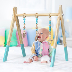 Gimnasio para Bebés con Juguetes para Dentición Desarrollo Cerebral Plegable de Madera para Niños +3 Meses Verde 66 x 40 x 60 cm
