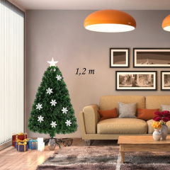 1,2m PVC Árbol de Navidad Artificial con Base Iluminado con Fibra de Vidrio Cambia Color para Navidad Hogar Fiesta
