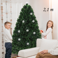 2,1m Árbol de Navidad Árbol Altificial con LED Iluminación Nieve Abeto Decorativo Hogar Fiesta