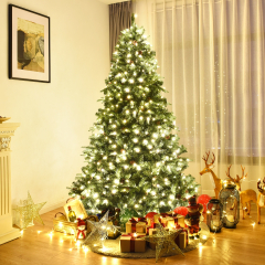 2,25m Árbol de Navidad Iluminación con Soporte Abeto Artificial Decoración para Navidad Hogar Fiesta Verde