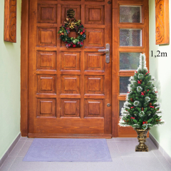 1,2m Árbol de Navidad con Ramas Brillantes Decoración para Entrada con Base Estable Piñas Decorativas y Bayas Rojas