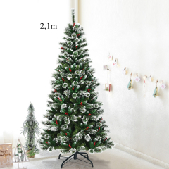 2,1m Árbol de Navidad  Nevado y No Iluminado Fácil de Montar en 100% PVC Perfecto Como Decoración