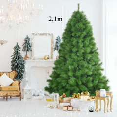 2,1m Árbol de Navidad no Iluminado con bisagras y 808 Ramas en 100% PVC perfecto como Decoración