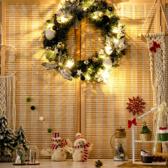 Costway Guirnalda de Navidad Artificial Iluminada con 30 Luces Led con Pelotas Copos de Nieve y Flores Decoración para Vacaciones Fiestas 50 cm Verde