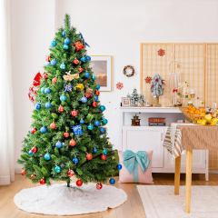 Costway 150 cm Árbol de Navidad Artificial Frondoso con Bisagra 456 Ramas Base Plegable de Metal 100% Nuevo PVC Verde
