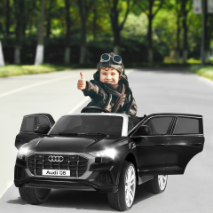 Costway Coche Montable para Niños Audi Q8 con Batería 12 V 2 Motores Mando 2,4 G Luces LED MP3 Bocina Música Negro
