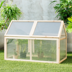 Mini Invernadero de Madera Protector Elevado para Macetas de Exterior para Jardín Balcón y Veranda 100 x 53 x 71 cm 