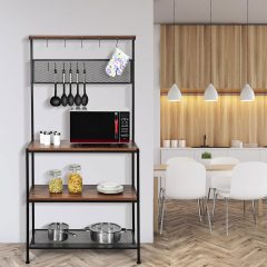 Estante para Panadero Microondas con Ganchos y Panel de Red  Ideal para Cocina Salón Estudio 84 x 40 x 171 cm