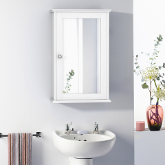 Armario del Baño con Espejo  Montado a la Pared con Una Puerta y Repisa Regulable  para Casa Baño Cocina Blanco 34 x 15 x 51 cm