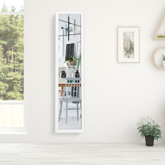 Espejo de Cuerpo Entero Montado a la Pared con Estructura de Madera para Dormitorio Salón Entrada Blanco 37 x 50 x 155 cm