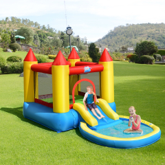 Castillo Inflable con Tobogán de Agua Área para Saltar y Piscina Parque Acuático Inflable para Niños sin Soplador 290 x 200 x 190 cm