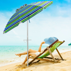 Sombrilla de Playa Portátil Inclinación Regulable con Bolsa de Transporte para Jardín Patio Exterior Azul y Verde 198 x 213 cm