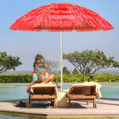 Sombrilla de Playa Parasol de Exterior Ángulo Inclinable Ajustable 8 Varillas Portátil para Patio Piscina 200 m Rojo