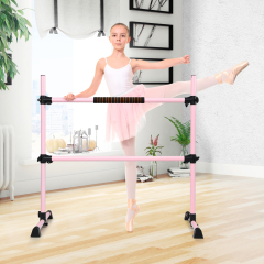 Barra Doble para Ballet Portátil con Altura Regulable para Niñas Aduntos Fitness Bailar Danza Elongar Músculos Rosa 124,5 x 71 x 120 cm