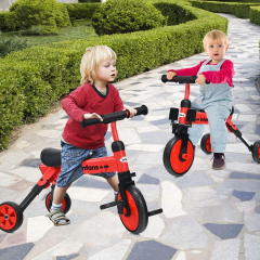 Costway Triciclo para Niños Triciclo Plegable 2 en 1 para Niños Bici Equilibrio en Acero al Carbono con Ruedas Eva y Pedales Desmontables Rojo