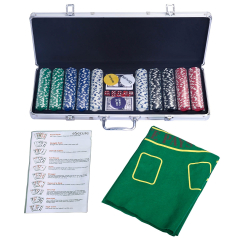 300 Piezas Fichas de Póker Laser-Chips Maleta de Póquer de Aluminio Paño 2 Póquer