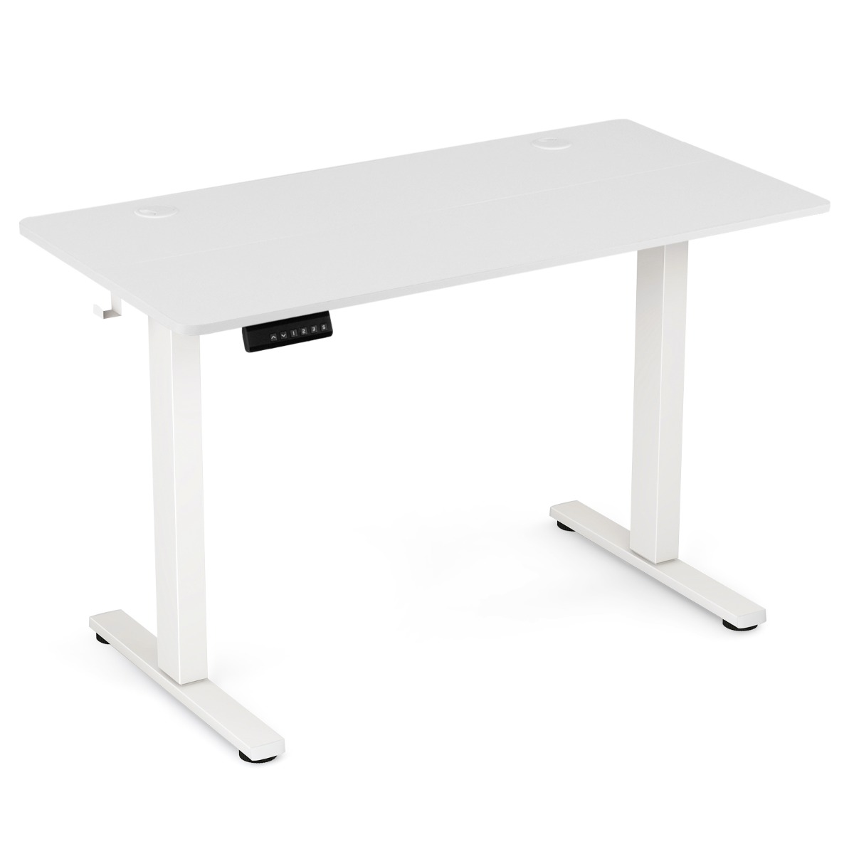 Escritorio Eléctrico de Oficina Mesa Elevable con Tablero 4 Funciones de Memoria 2 Ganchos para Colgar 120 x 60 x 73-122 cm Blanco Costway