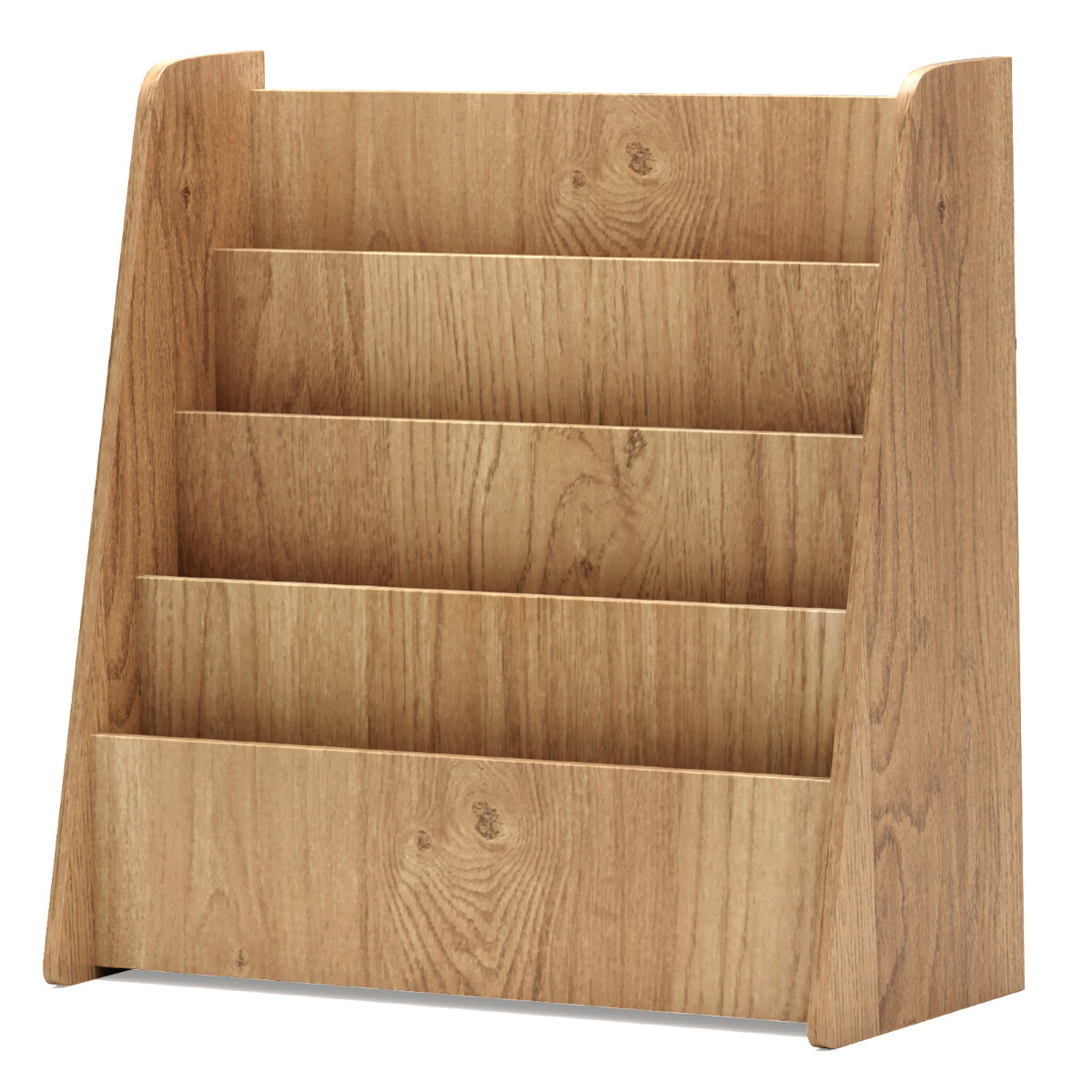 Estantería Infantil de 4 Niveles Librería Frontal para Niños con Compartimentos Organizador de Revistas para Dormitorio Infantil-Natural Costway