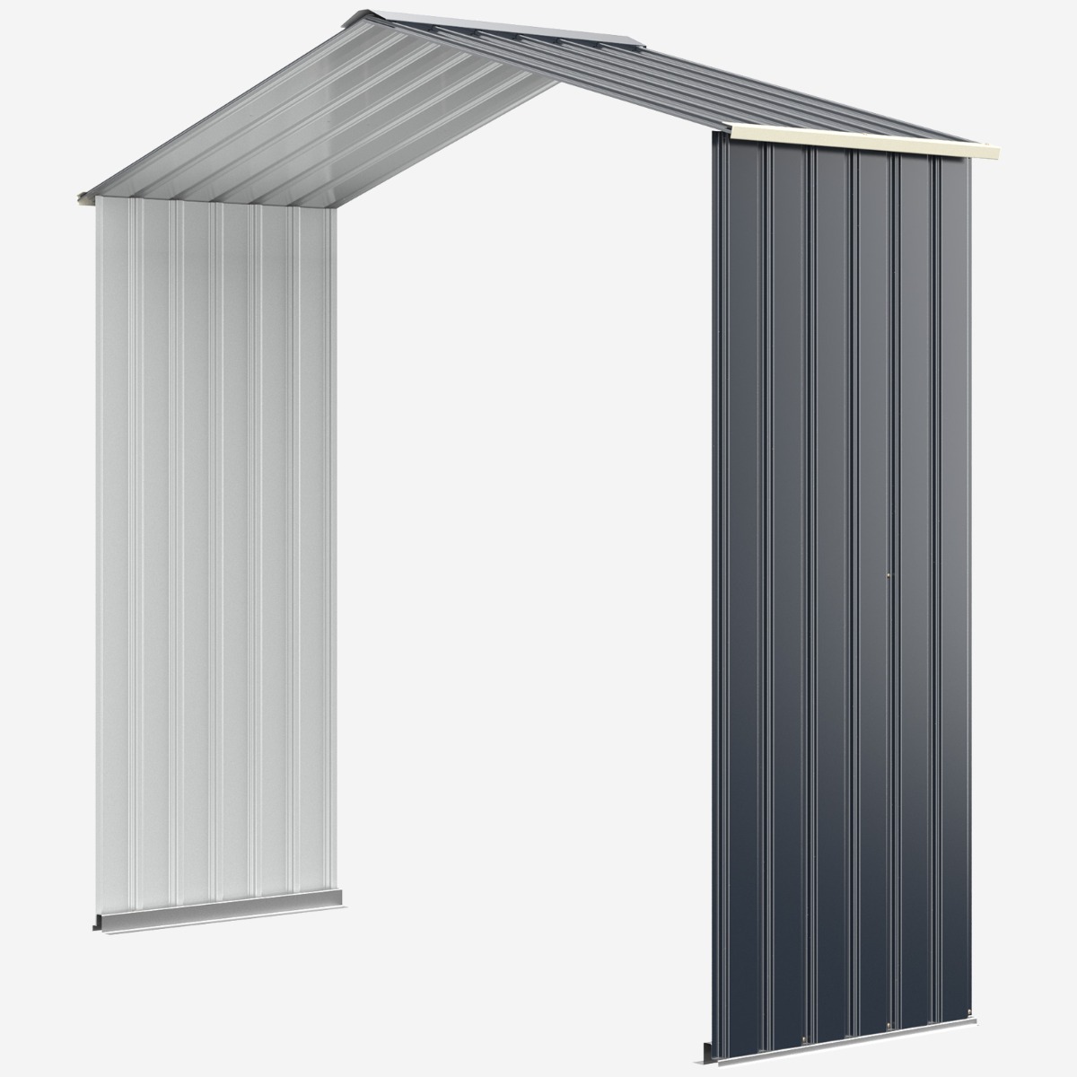Extensión 213 cm de Caseta de Metal para Exterior Cobertizo con 4 Respiraderos Puertas Individuales Correderas Gris Costway