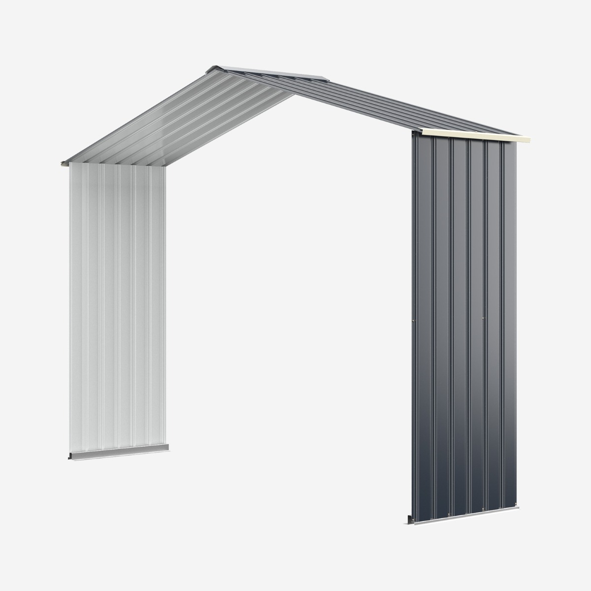 Extensión 277 cm de Caseta de Metal para Exterior Cobertizo con 4 Respiraderos Puertas Individuales Correderas Gris Costway
