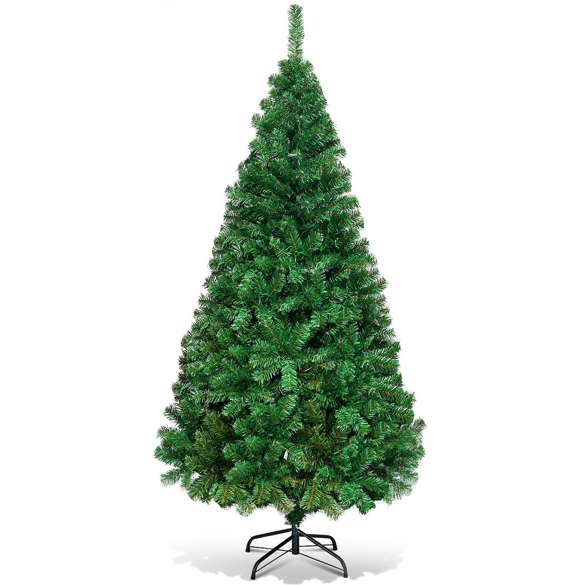 Costway 1,8m Árbol de Navidad Artificial con Base Metálica Material PVC Hogar Abeto Verde
