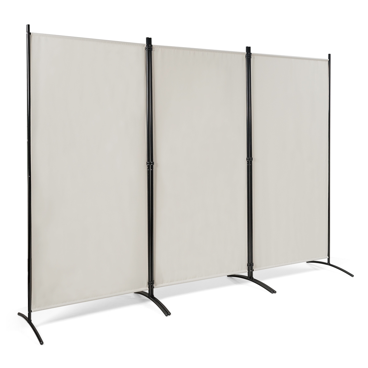 Costway Divisor con 3 Paneles Separador Plegable Pantalla de Privacidad para Casa Oficina Baño Dormitorio 260 x 183 cm Blanco