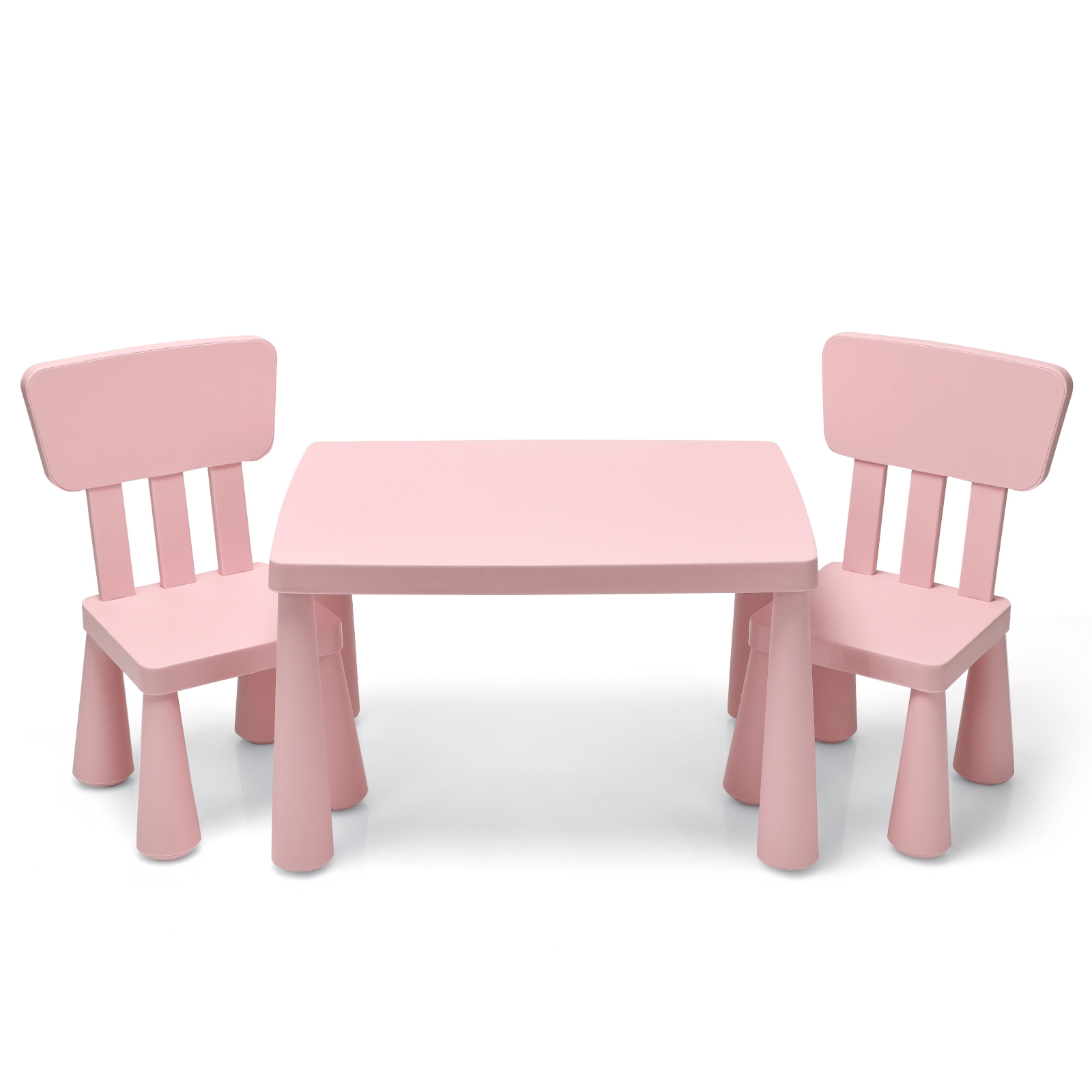 Set con Mesa y 2 Sillas para Niños Comer Dibujar Escribir y Hacer Manualidades Rosa 76,5 x 54,5 x 49,5 cm Costway