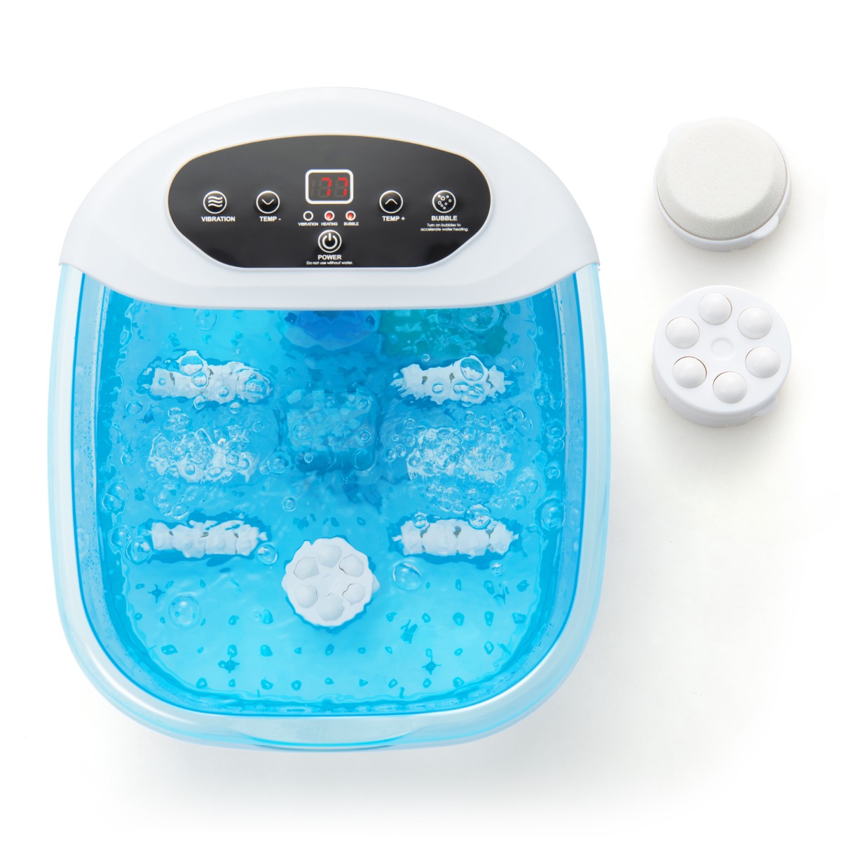 Masajeador de Pies para Baño con Piedra y Perlas de Masaje Removibles Pediluvio Masajeador para Burbujas y Vibración 33 x 39 x 18 cm Azul Costway