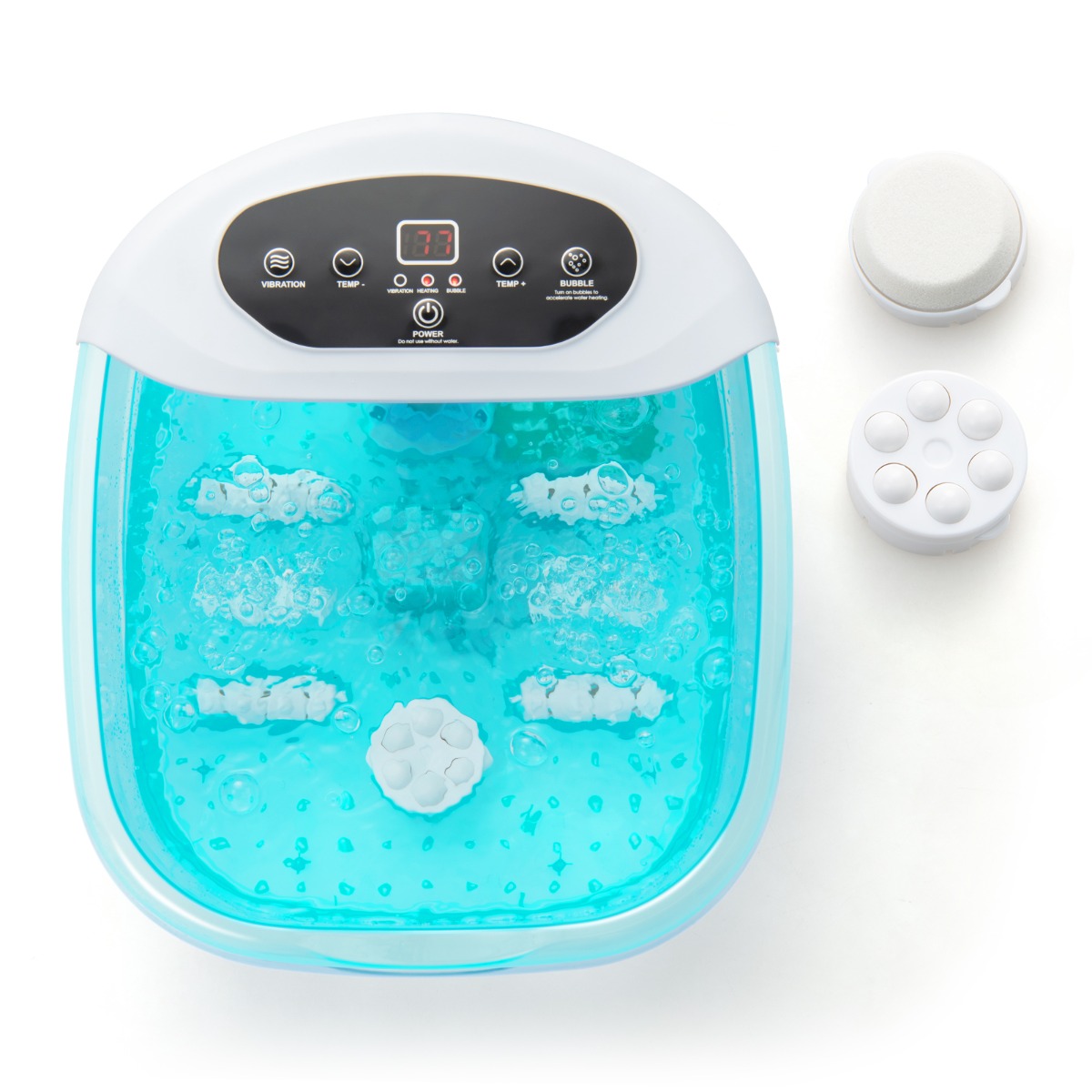 Masajeador de Pies para Baño con Piedra y Perlas de Masaje Removibles Pediluvio Masajeador para Burbujas Vibración 33 x 39 x 18 cm Celeste Costway