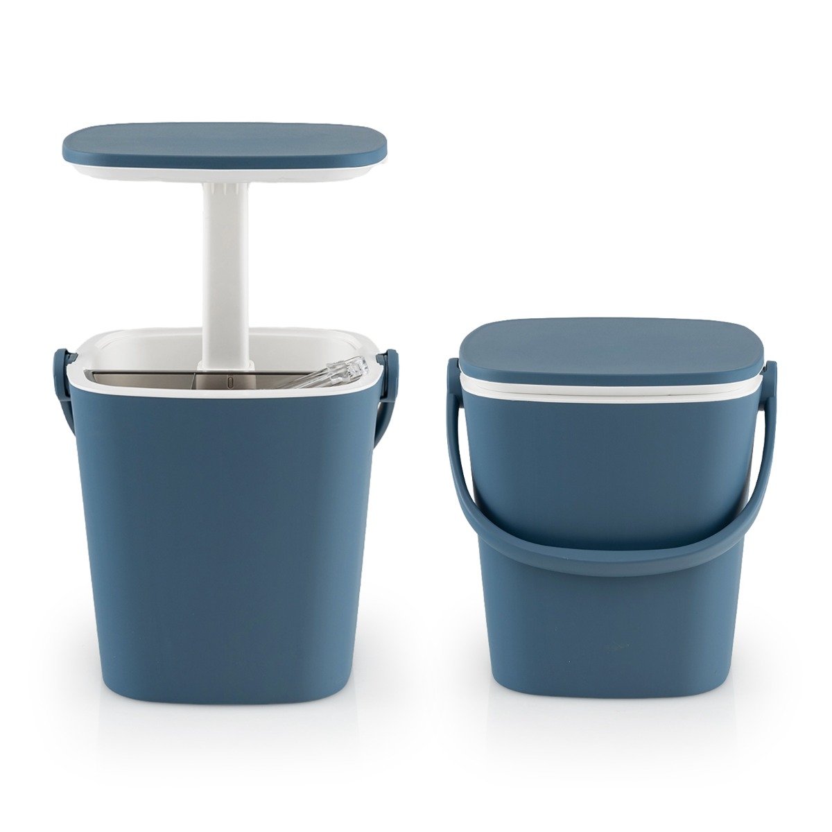 Costway 3 en 1 Mesa Portátil Enfriador de Bebidas de PP Resistente Intemperie de 15 L con Abridor de Botellas Tapa Elevable para Picnic Azul