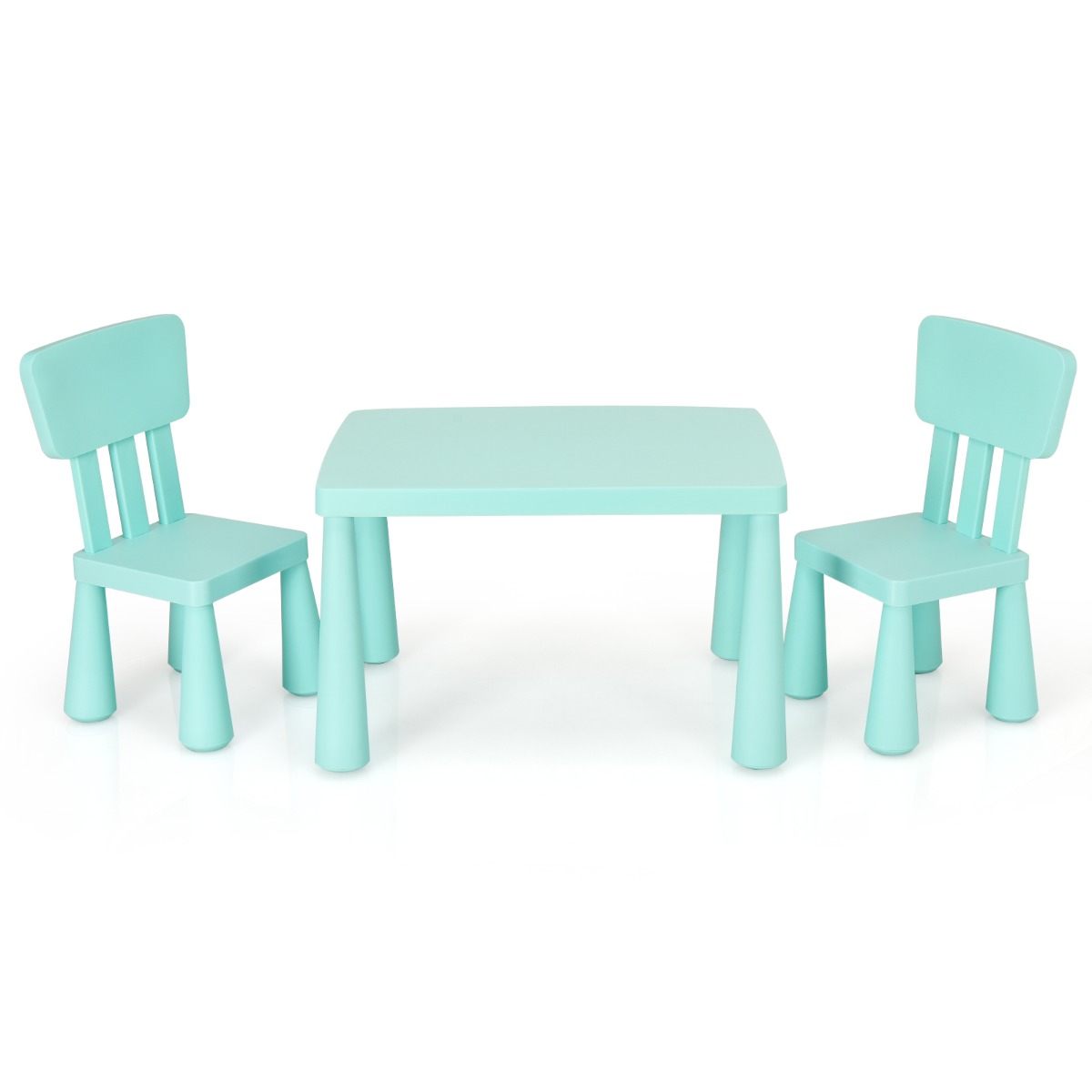 Set con Mesa y 2 Sillas para Niños Comer Dibujar Escribir y Hacer Manualidades Verde 76,5 x 54,5 x 49,5 cm Costway