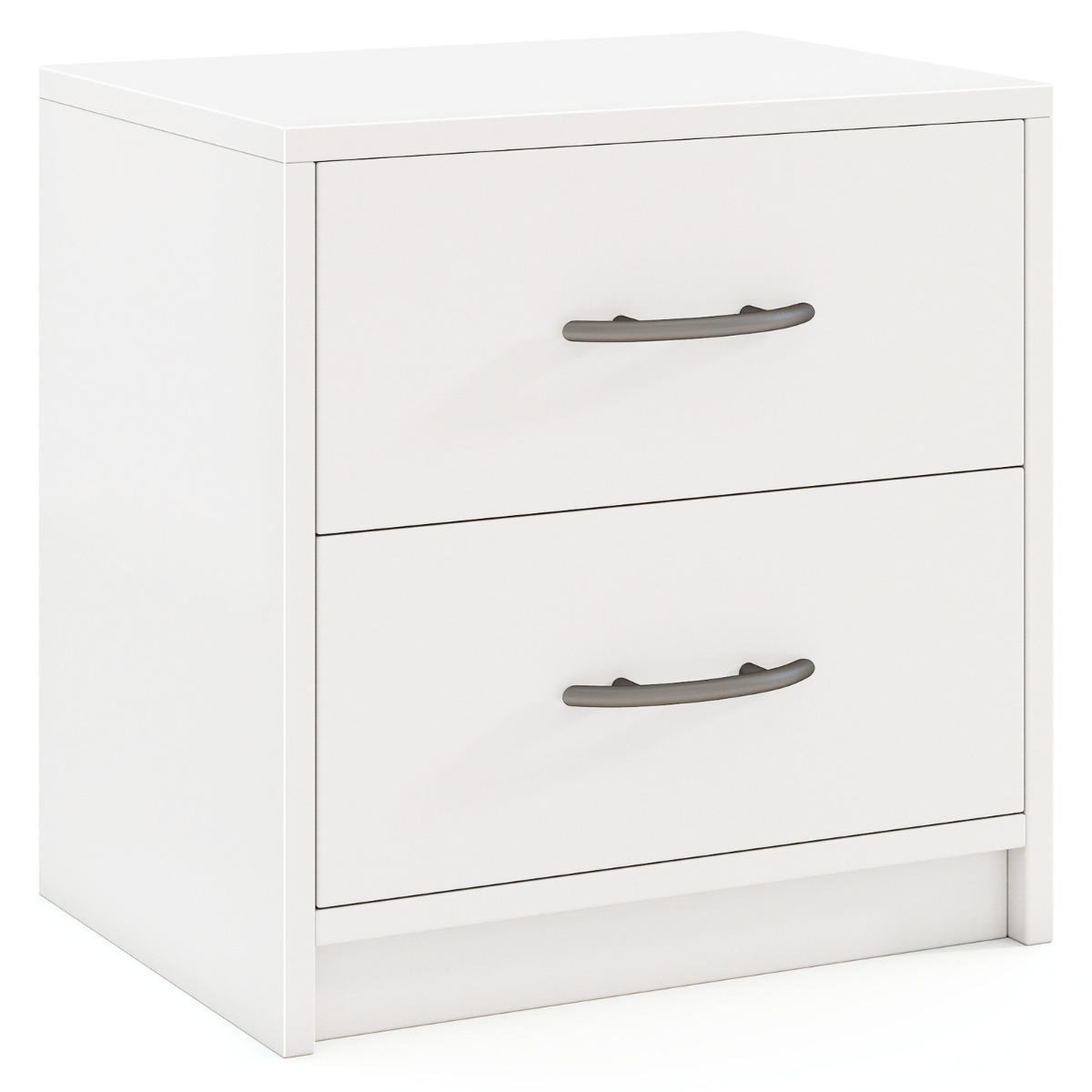 Mesita de Noche con 2 Cajones Mesa de Noche Moderna con Almacenamiento Mesa de Suelo Compacta Mesa Auxiliar de Madera para Sofá Blanco Costway
