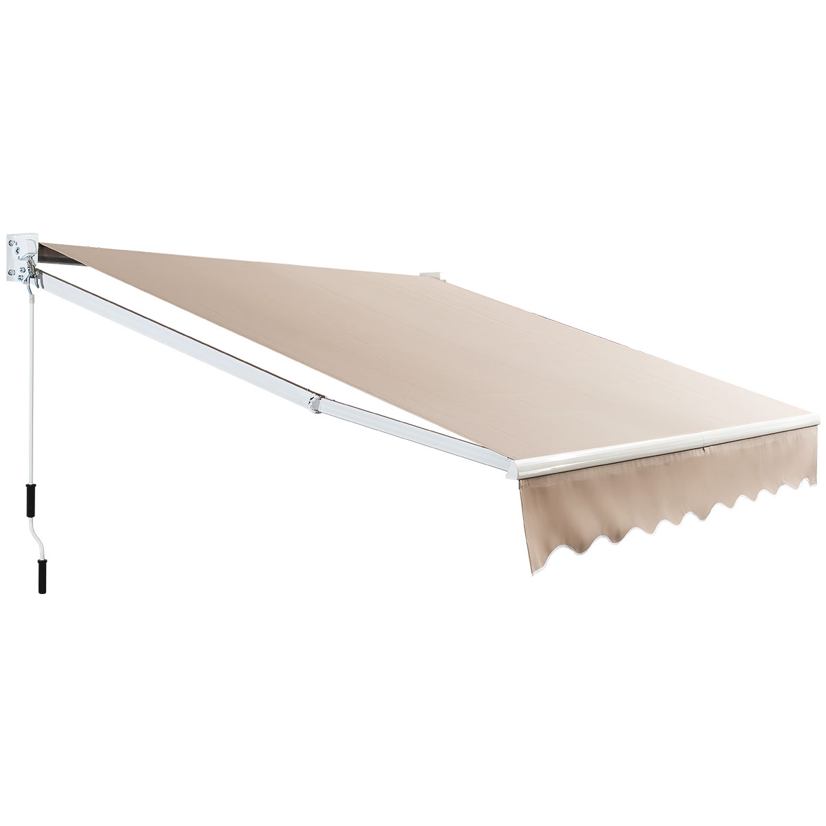 Toldo Retráctil 245 x 200 cm con Manivela Manual Marquesina para Pared Puerta Ventana Beige Costway