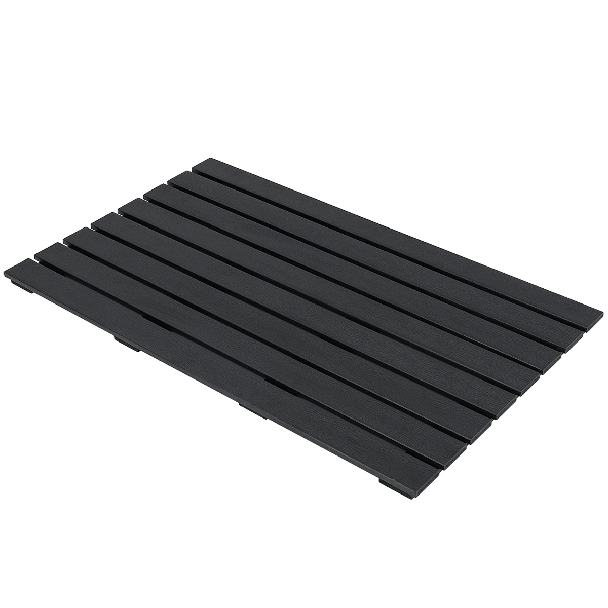 Pedal de Baño Impermeable Alfombra de Ducha Grande con Textura Antideslizante y Diseño de Listones Alfombra de Piso Uso Exterior Negro Costway