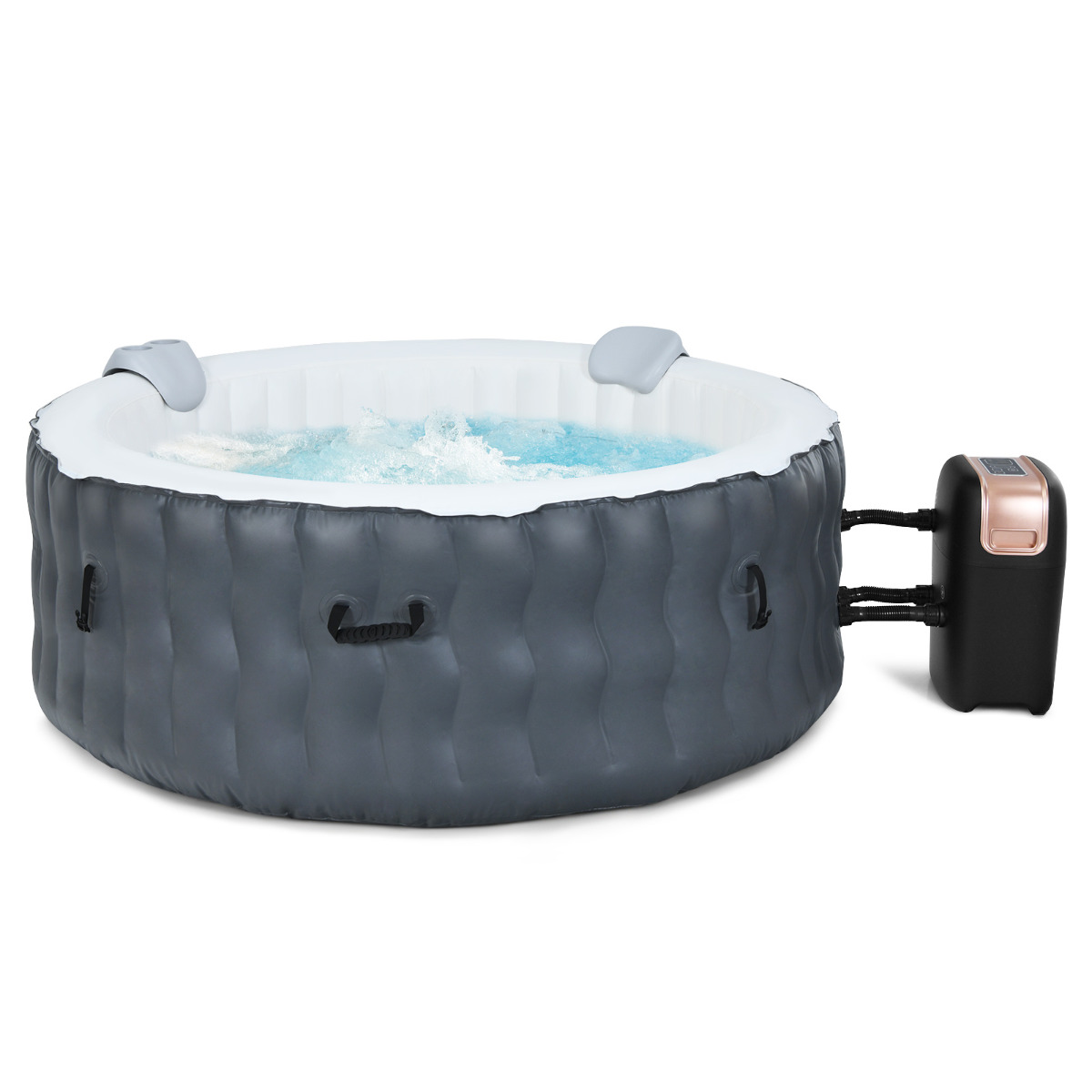 Arebos SPA Hinchable Whirlpool, Hinchable, para Interior y Exterior, ⌀  180 cm, 7 Personas, con calefacción, 1120 litros, Incluye Cubierta