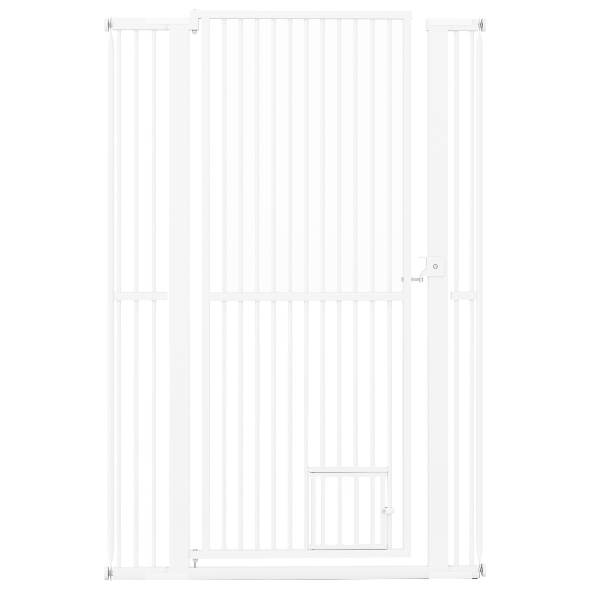Costway Puerta para Mascotas con Apertura de 77-104 cm 2 Kits de Extensión sin Perforación ni Montaje de Acccesorio Puerta de Fácil Acceso Blanco