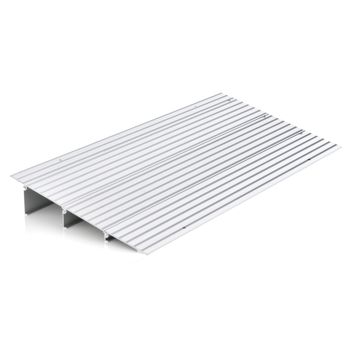 Rampa de Umbral de Puerta con Marco de Aluminio y Superficie Antideslizante Carga 317 kg para Sillas de Ruedas 86,5 x 41,5 x 8,5 cm Plata Costway