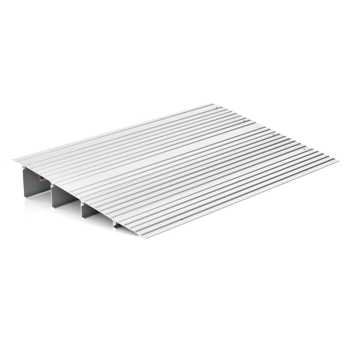 Rampa de Umbral de Puerta con Marco de Aluminio y Superficie Antideslizante Carga 317 kg para Sillas de Ruedas 86,5 x 54 x 10,5 cm Plata Costway