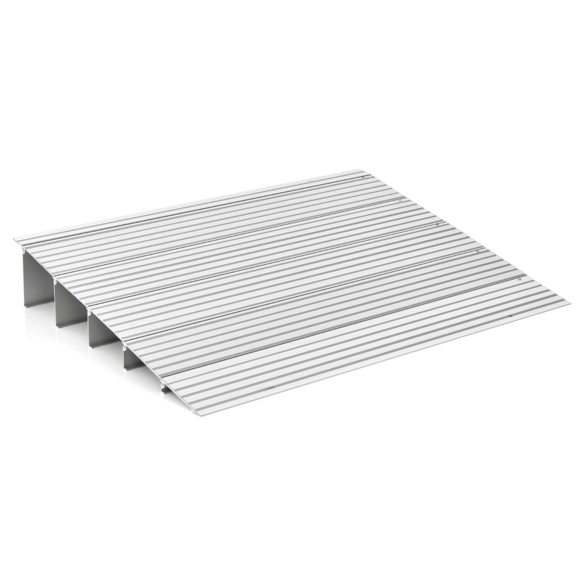 Rampa de Umbral de Puerta con Marco de Aluminio y Superficie Antideslizante Carga 317 kg para Sillas de Ruedas 86,5 x 66,5 x 13 cm Plata Costway
