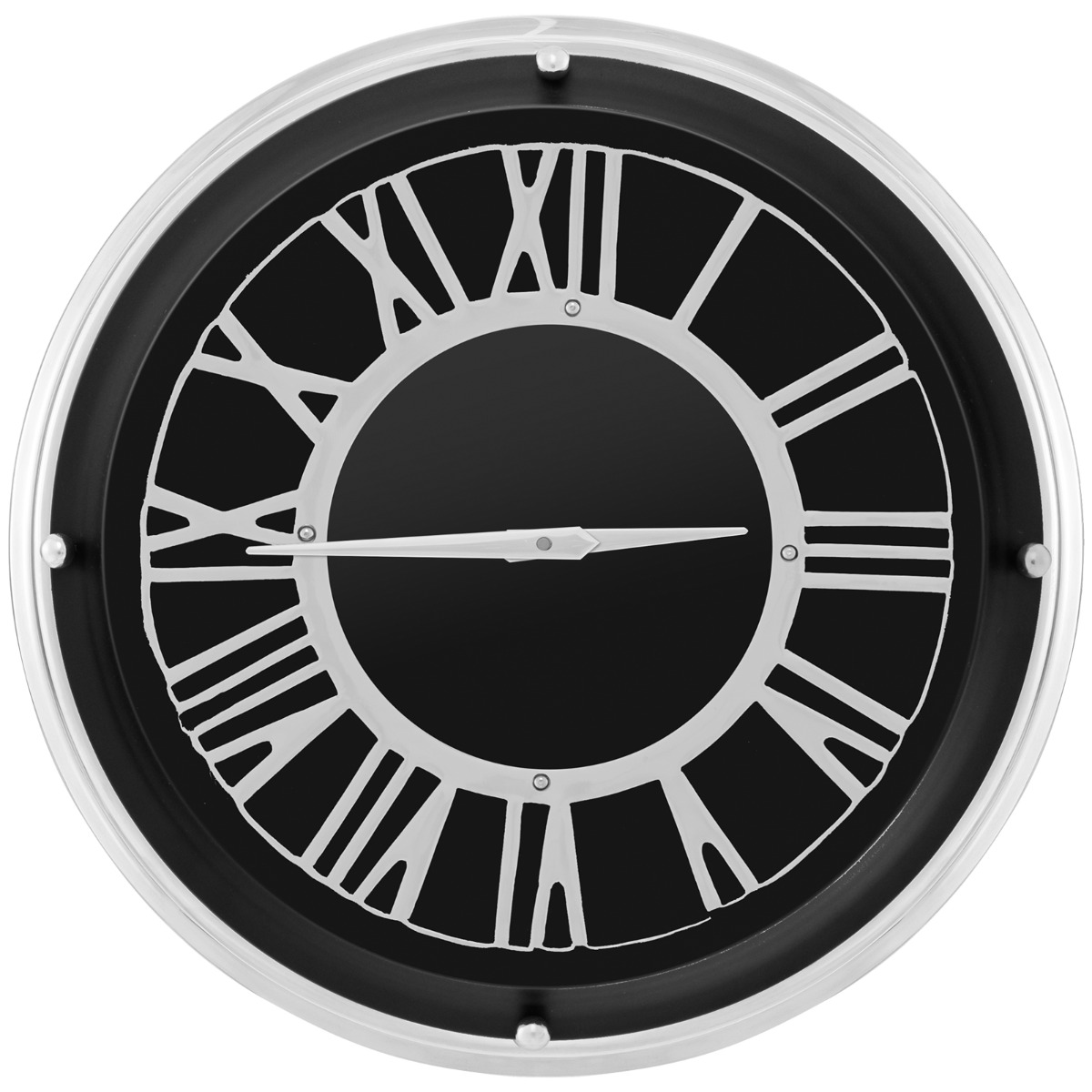 Costway 34,5/45cm Reloj de Pared Silencioso Estructura de Plata Números Romanos Cubierta de Vidrio-L