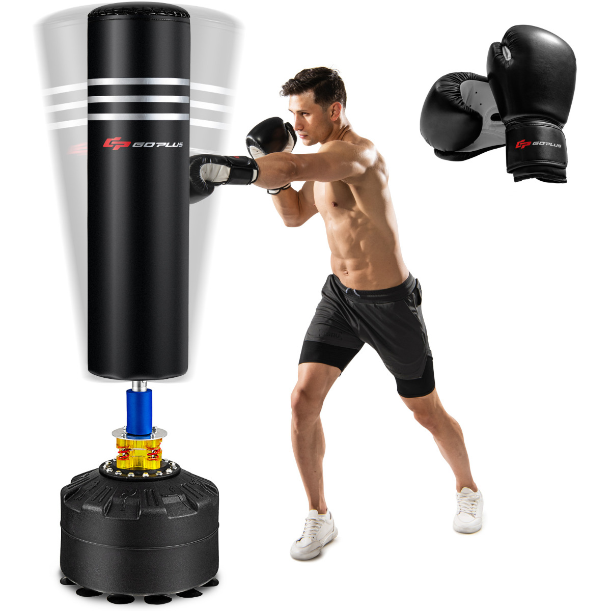 Saco de Boxeo de Altura Ajustable 6 Niveles de 95-126 cm Punching