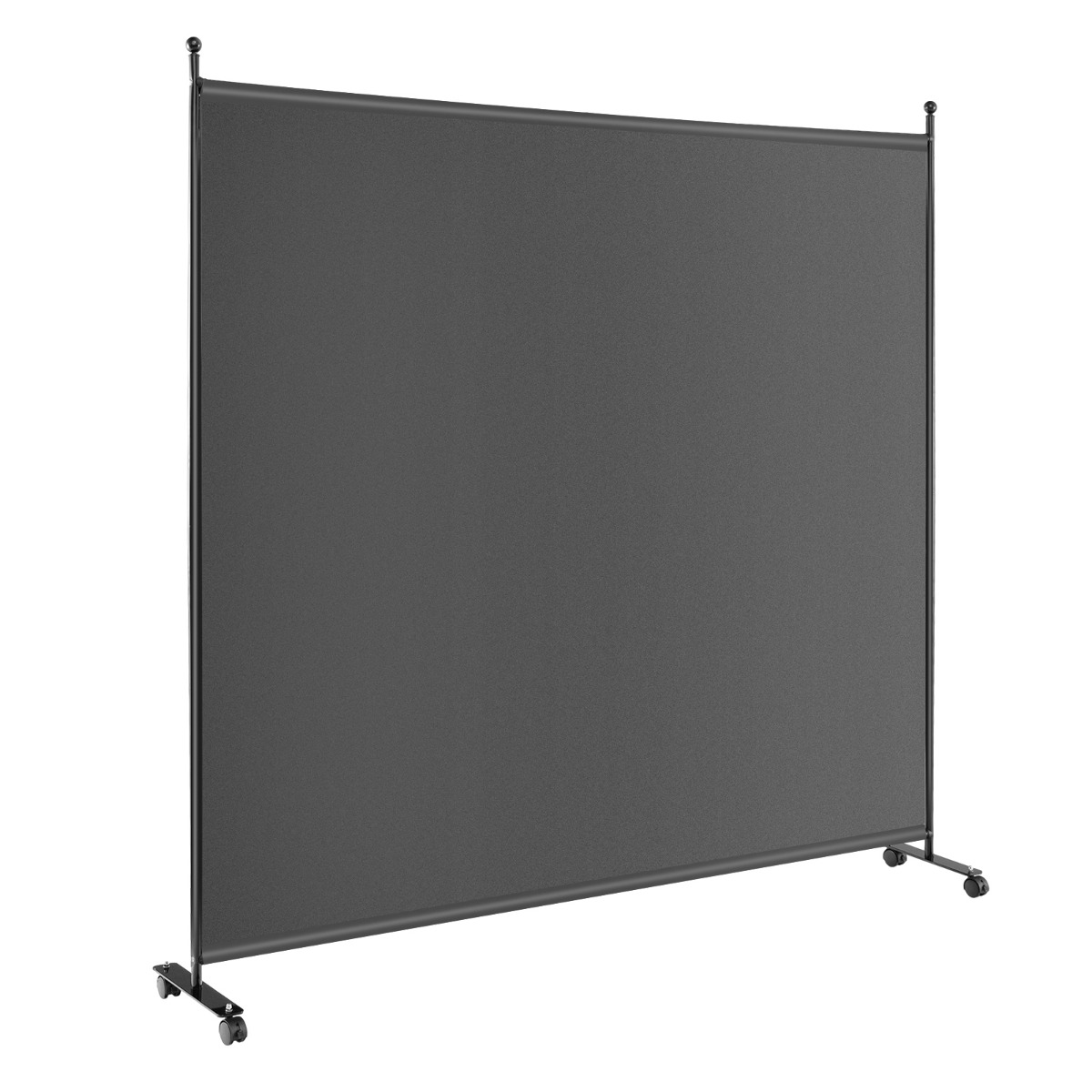 Separador de Ambientes de Panel Único Pantalla de Privacidad Ancha con Ruedas Bloqueables 184 x 30 x 184 cm Gris Costway