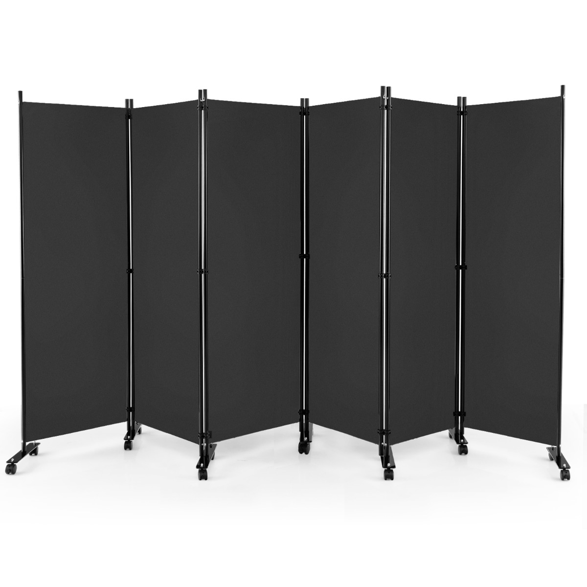 Biombo de 6 Paneles Separador de Ambientes Plegable con Ruedas Bloqueables Divisor para Salón y Dormitorio 334,5 x 30 x 172 cm Gris Costway